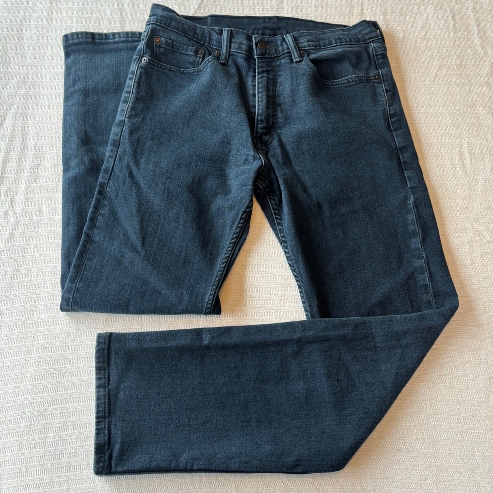 Levis 505 Regular Fit Jeans Mens 33x32 Dark Wash Indigo Straight Leg Denim‎ Y2K